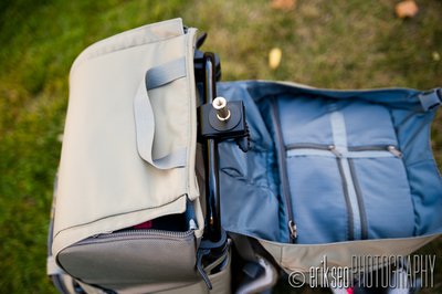 Clik Elite Volt Camera Backpack Review Newschoolers Top View Of The Clik Elite Volt With Main Compartment Flap Open Notice Light Stand Stud In Center And Extension Clamps