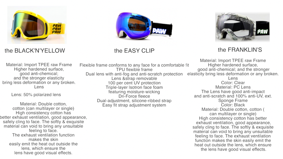 All next year PAW goggles are 45$ or 2 for 80$