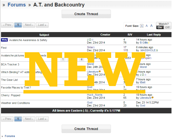 A.T. and Backcountry Forum Arrives!