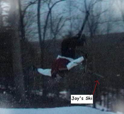 Nice backflip too bad his ski popped off! hah