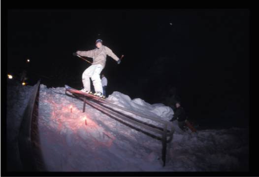 sliding a handrail at night