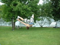 Toe touch backflip. dont worry i made fun of him!