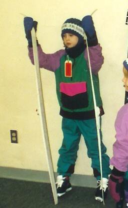 Me with my skis when I was eight, yay!