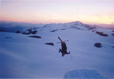 Dope backcountry booter into sunset backflip