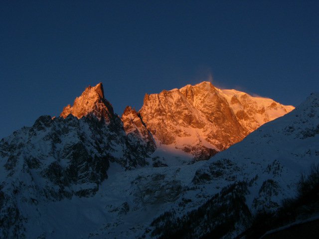 Looking up to Mt Blanc not strictly skiing but still a nice photo at dawn