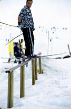 guy doing a Penis ski slide