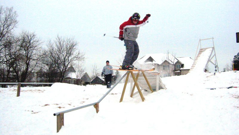 My backyard rail setup. The local hill around my house (Wilmot) really sucks when it comes to making