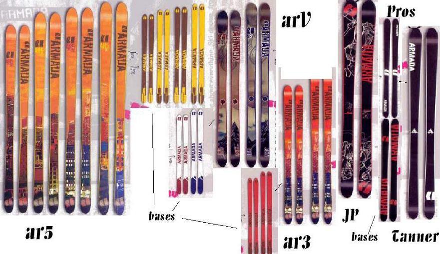 heres all the armada skis for 05 including pros