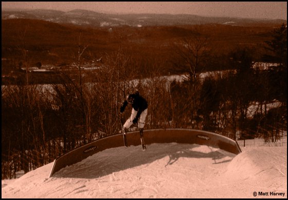 Denise on the banked c rail at Tremblant
