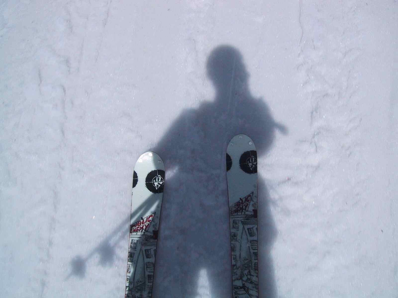 skis and a shadow