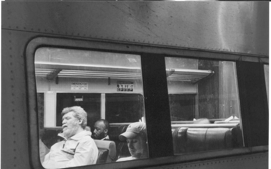looking into a train window