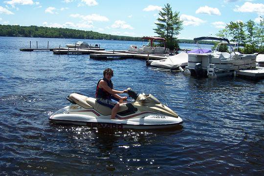 on the jet ski