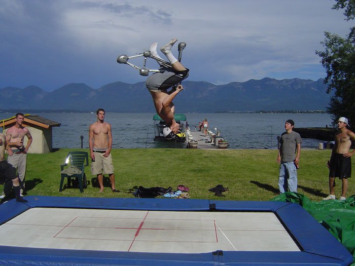 This was at my friends and I's b-day party. I turned 21.  Backflip on tramp bike by my friend, Colto