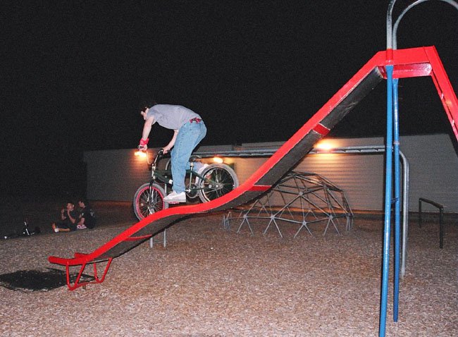 riding down a slide