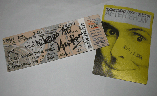 Weird Al autograph and backstage pass