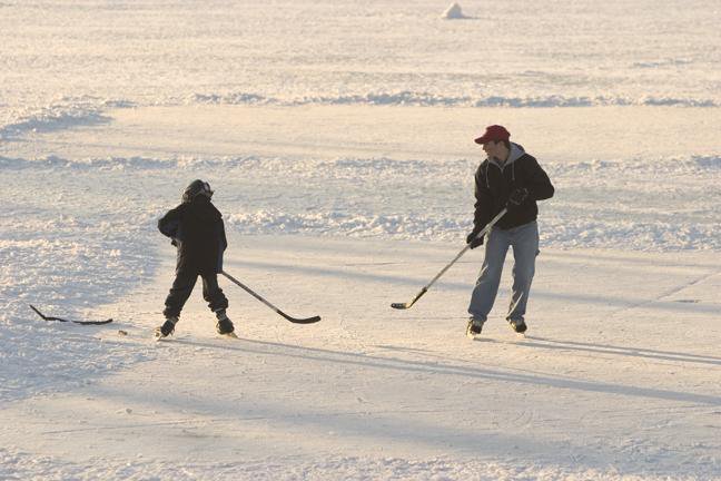 my brother and i, little pond hockey