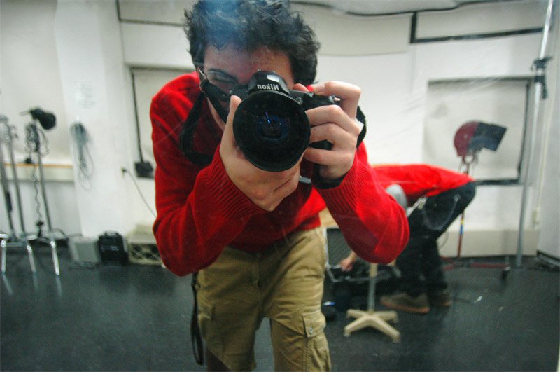Me and my brand new D70 in the reflector in the studio