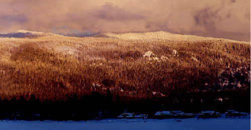 Panoramic shot of a sweet sunset