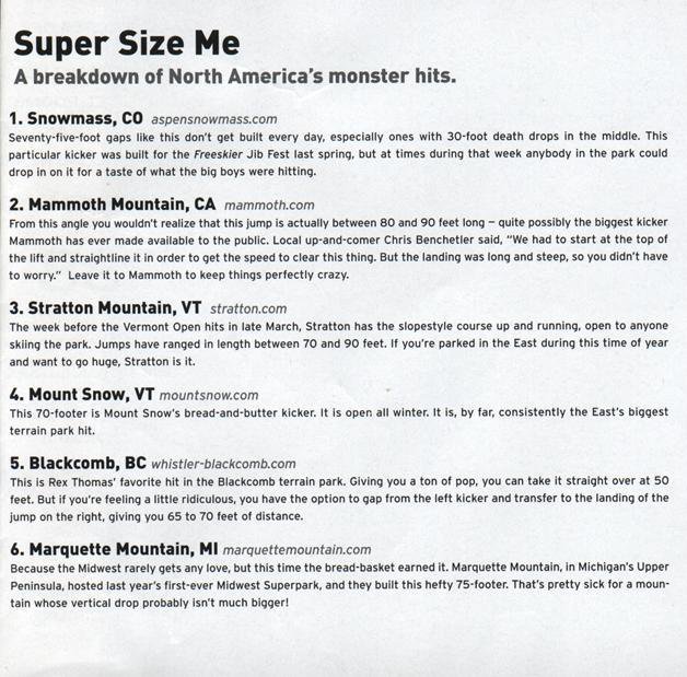 Super Size monster hits Freeskier November 04 issue