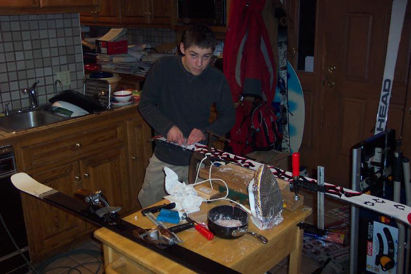 waxin his stick; check out our "ghetto rigged" setup