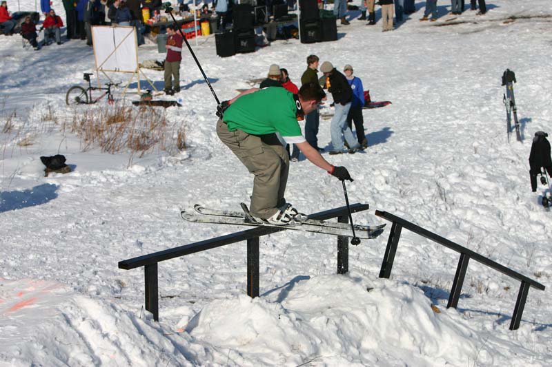 From Clarkson University's 2005 Winterfest.... Kinda shady rail setup but was fun