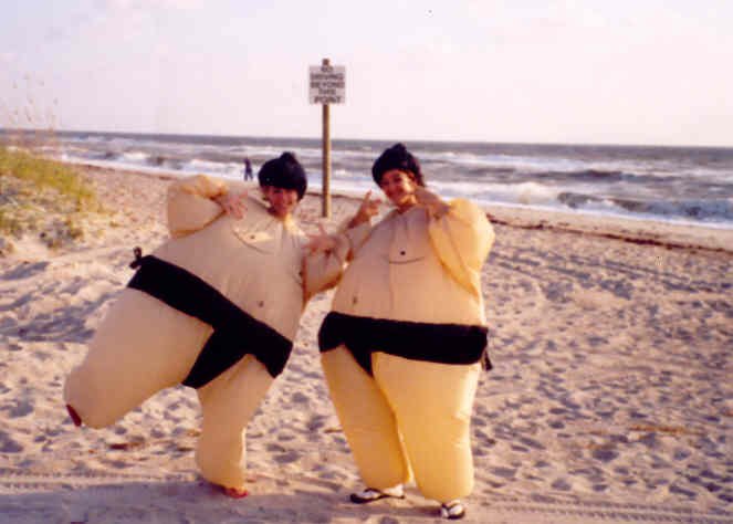 Hannah (right) and I wearing are new sumo suits :)