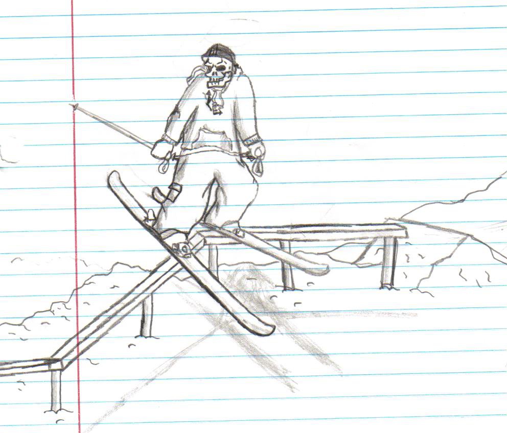 Skeleton Skier DFD(bored while book tape was on)