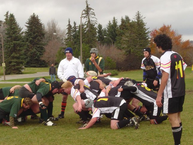Packing down for a scrum in the last game of our undefeated season