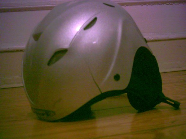 My cracked helmet, attempting a 540