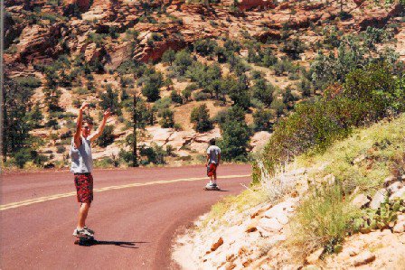 Jake (closest) and I ripping up zions on the longboards