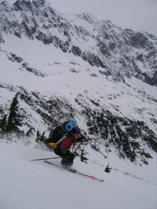 Dad Skiing Cascade Pass