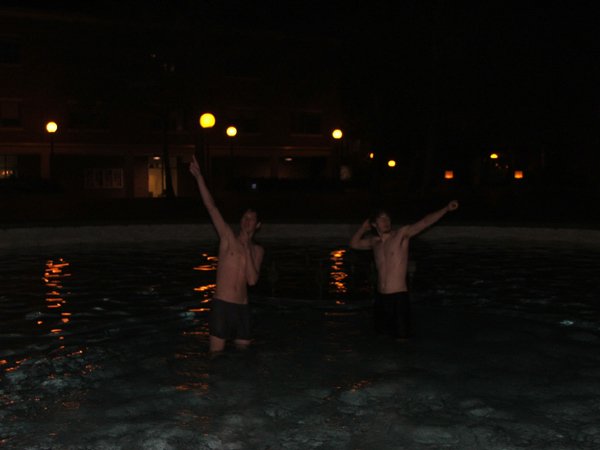1 am swim in our college fountain