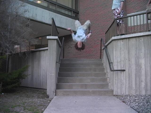 backflip off staircase