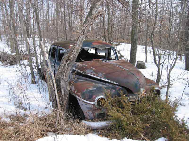 an old car i found in the woods. reminds me of what i used to have!  Maybe i should fix her up ;)