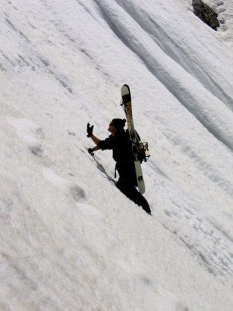 topping out on the below couloir