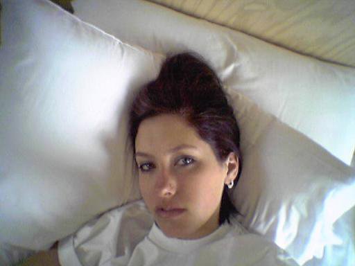laying in bed at the hotel!