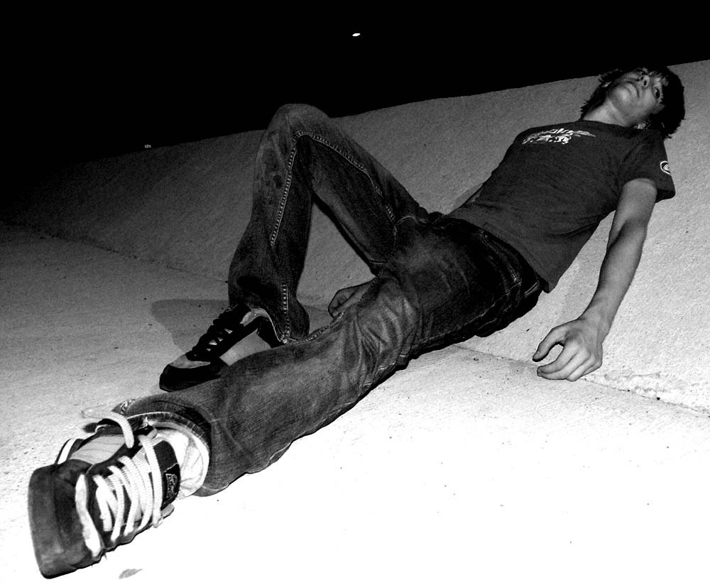 Nig T laying after skating