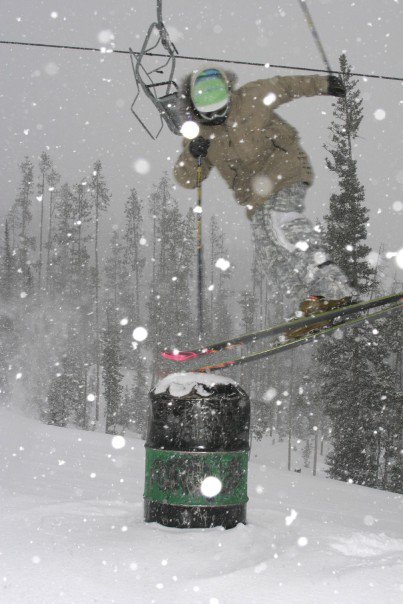 Nose Tappin a can in a dumping snow
