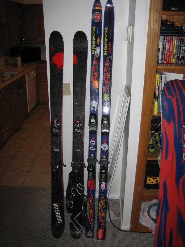 My '06 Rossi Scratch BC's next to my old race skis