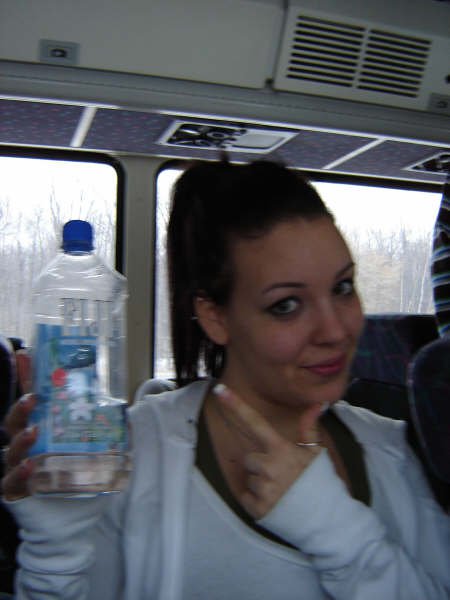 my sister-stoked about her square waterbottle..