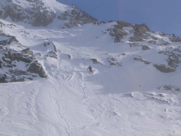 Fun chute, windpacked snow
