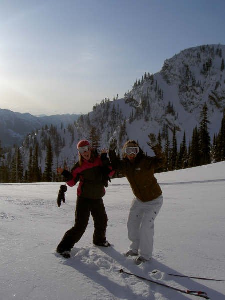 me and sarah, day #1 of Fernie Freeski '06 comp, 6:30am atop Whitepass