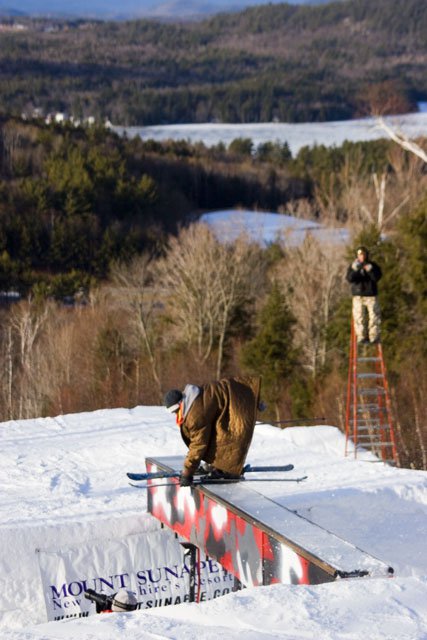 Low ski grab box slide over trench
