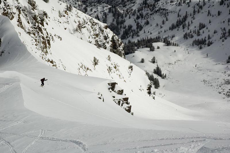 Hucking into that most perfect of pow runs