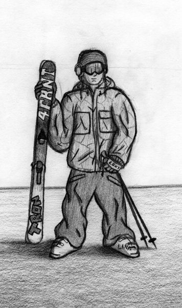 Skier pencil sketch... please comment