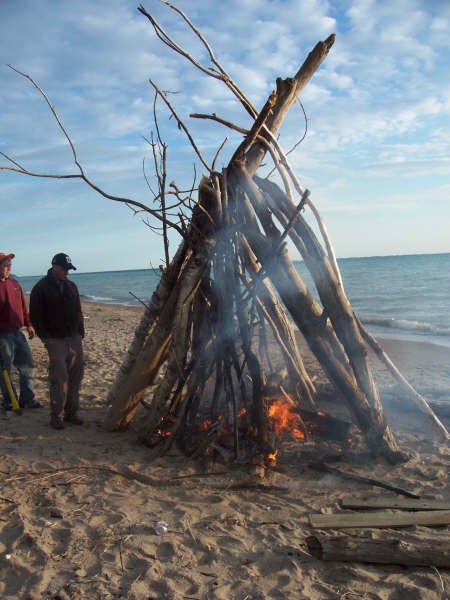 our fire on the beach