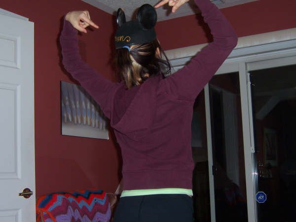 me dancing with my sisters mickie mouse ears on