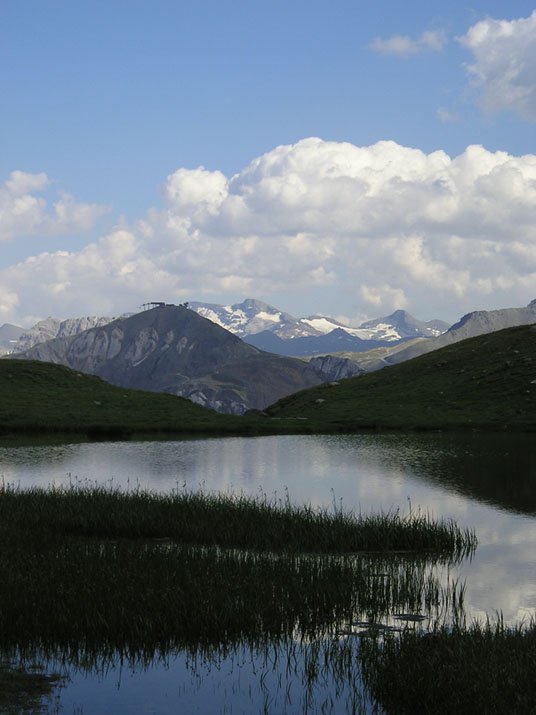 Mountains and pond