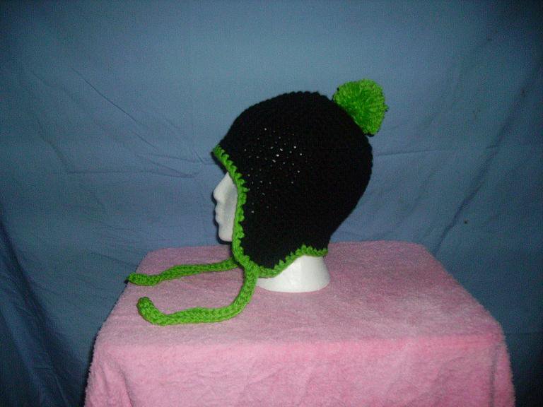 Lime green and black beanie