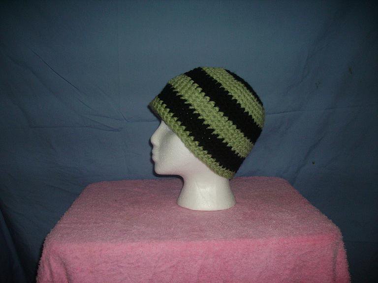 Moss green and black stripes